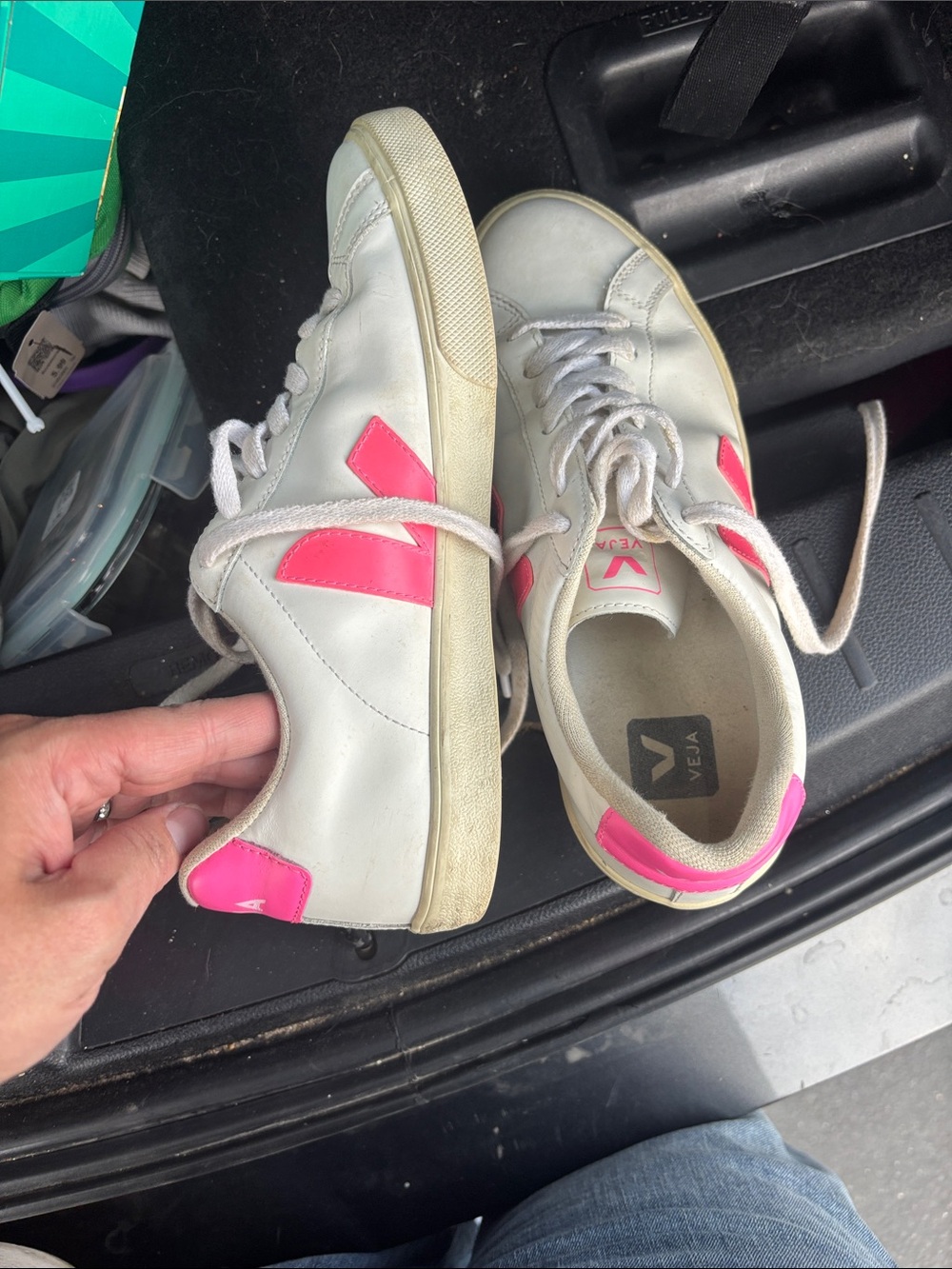 Veja White Sneakers with Pink Accents